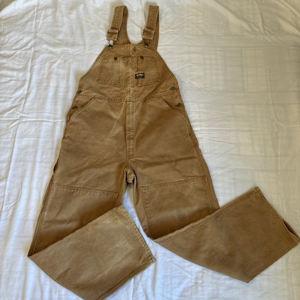 Oshkosh Vintage Overalls Mens 36x32 Vestbak Carpenter Bib USA Duck Canvas